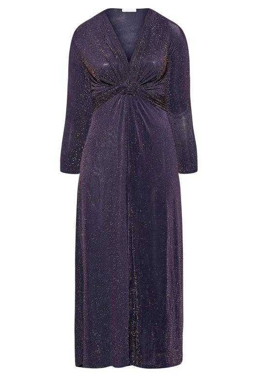 YOURS LONDON Curve Blue and Copper Glitter Maxi Dress 6