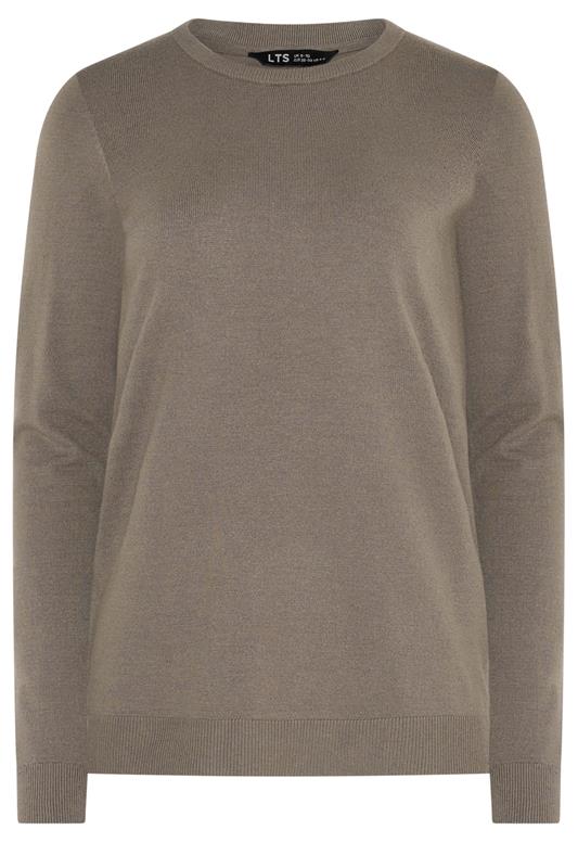 LTS Tall Women's Mocha Brown Knitted Crew Neck Jumper | Long Tall Sally 5