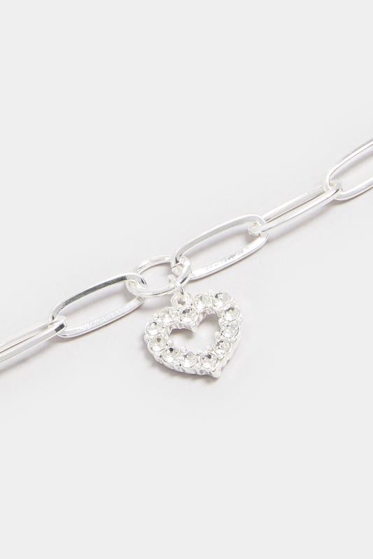Silver Chain Diamante Heart Bracelet 3