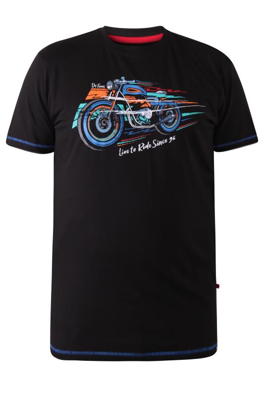 D555 Big & Tall Black 'Live To Ride' Motorbike Printed T-Shirt | BadRhino 2