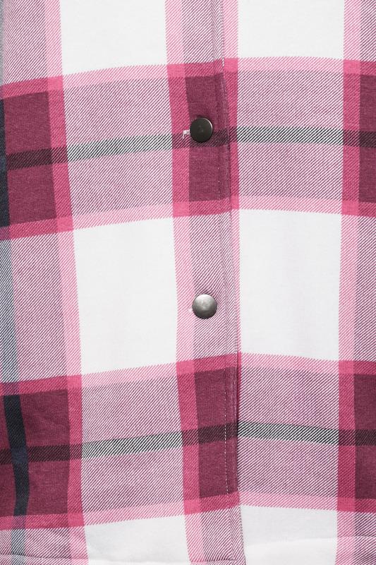 Curve Pink & White Check Shacket | Yours Clothing 5