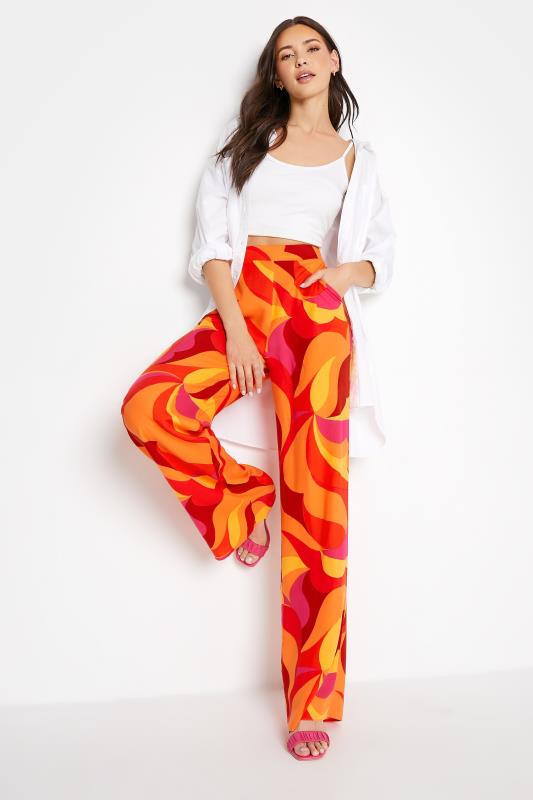 LTS Tall Bright Orange Swirl Print Wide Leg Trousers 2