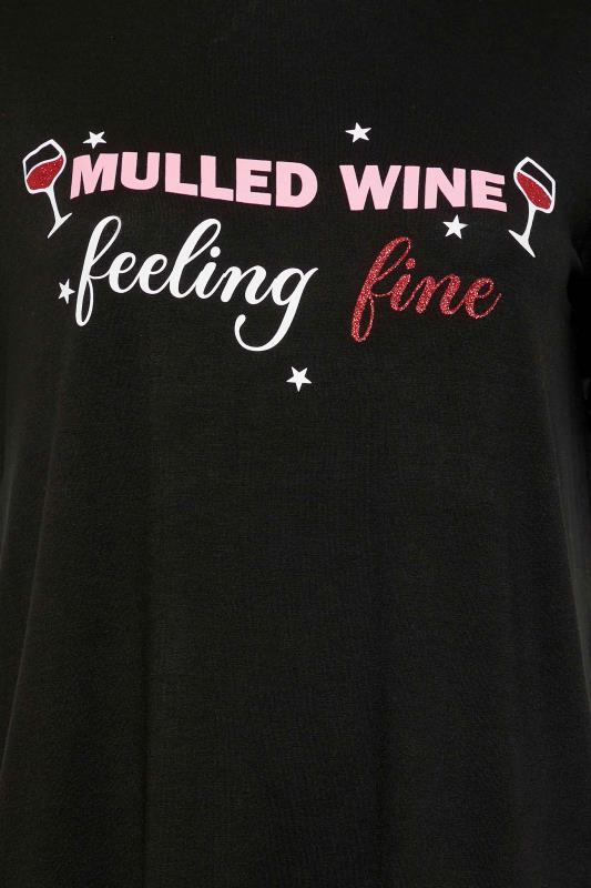 Plus Size Black 'Mulled Wine' Glitter Slogan Christmas T-Shirt | Yours Clothing 5
