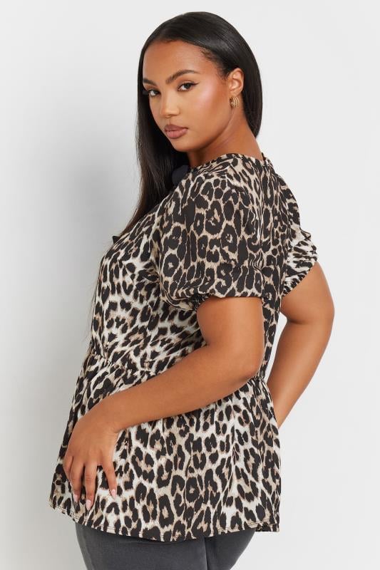 LIMITED COLLECTION Plus Size Natural Brown Leopard Print Bow Top | Yours Clothing 4