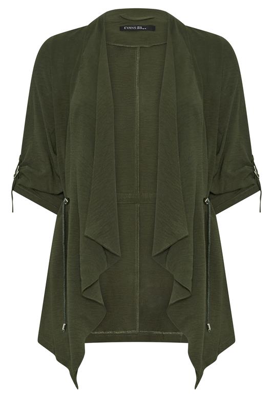 EVANS Plus Size Olive Green Lightweight Waterfall Jacket | Evans 5