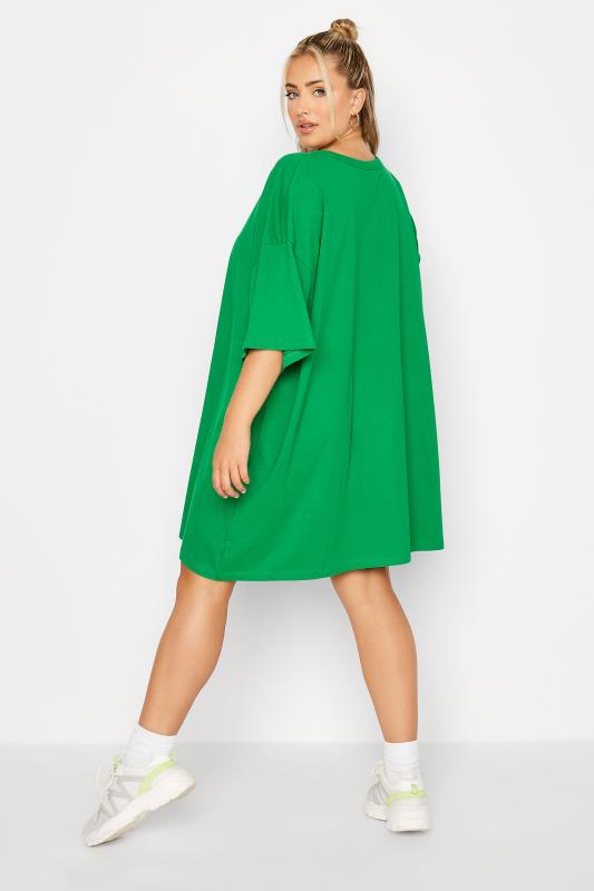 Plus Size Green Oversized Tunic T-Shirt Dress | Yours Clothing 4