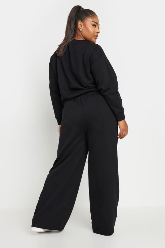 YOURS Plus Size Black Sweatshirt Wide Leg Jogger Set Yours Clothing