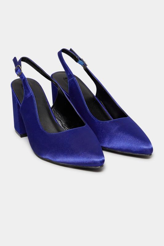 LIMITED COLLECTION Cobalt Blue Pointed Block Heel Court Shoes In Wide E Fit & Extra Wide EEE Fit 2