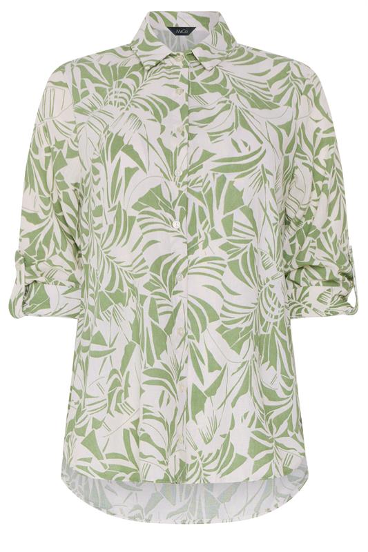 M&Co Khaki Green Leaf Print Tab Sleeve Shirt 5