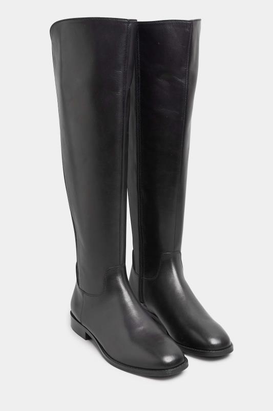 LTS Black Leather Knee High Boots In Standard D Fit | Long Tall Sally 2