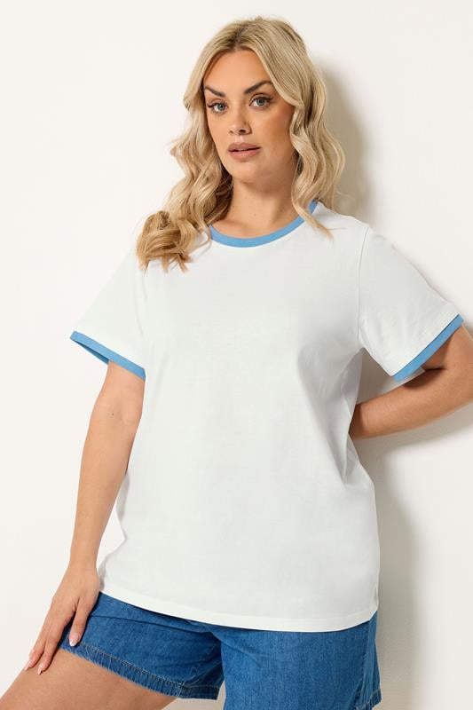  YOURS camiseta blanca con ribete en contraste
