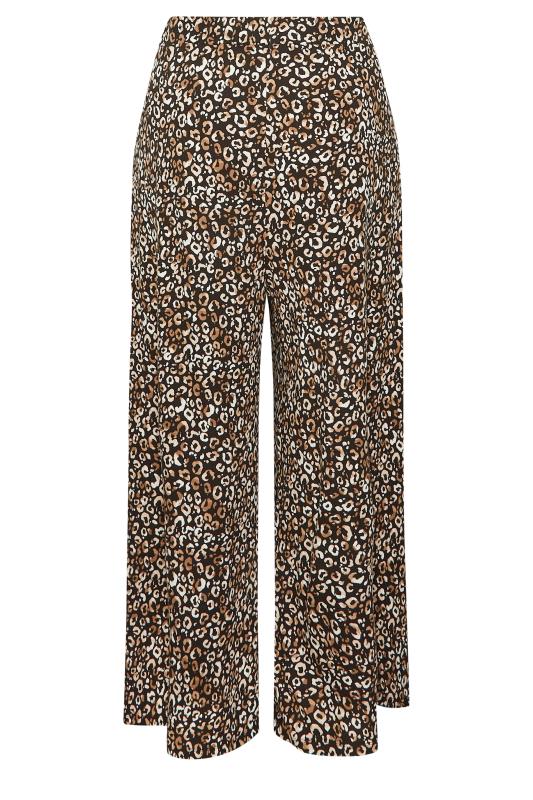 YOURS Curve Gold Leopard Print Wide Leg Stretch Trousers 6