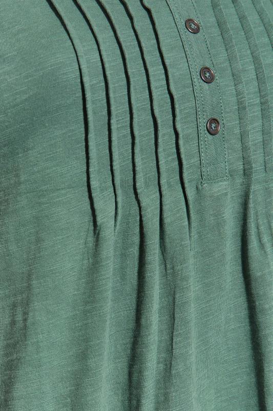 Curve Sage Green Pintuck Henley T-Shirt 5