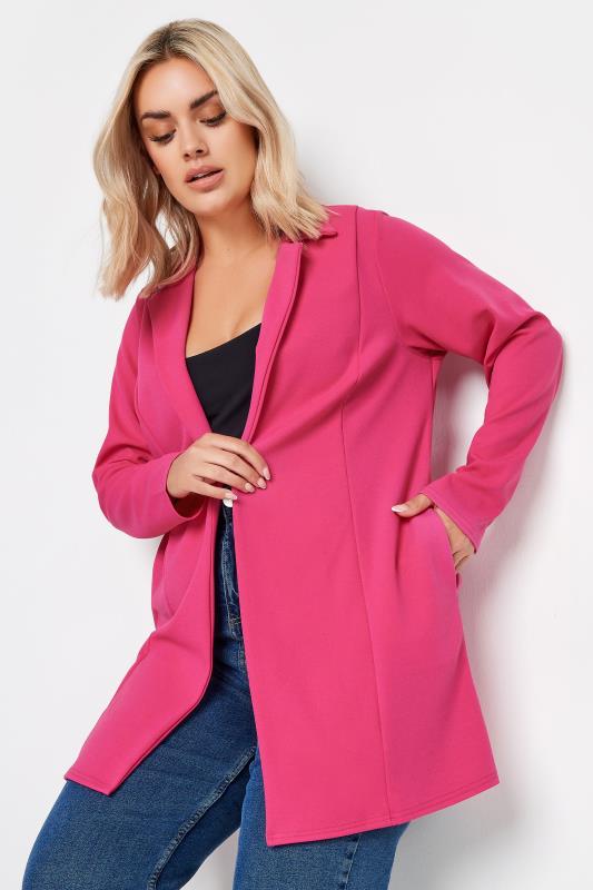 Plus Size  YOURS Curve Hot Pink Longline Blazer