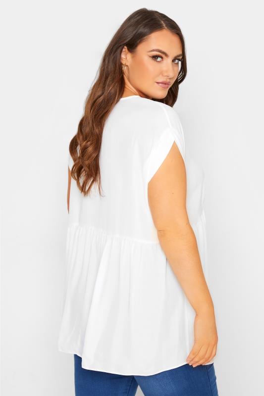 Curve White Grown on Sleeve Smock Blouse 3