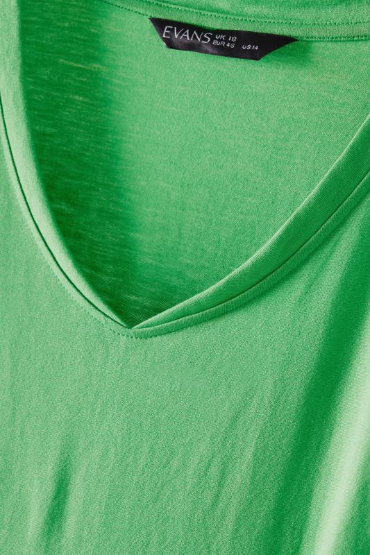 EVANS Plus Size Green V-Neck Modal Rich T-Shirt | Evans 8