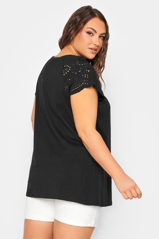 YOURS Plus Size Black Crochet Lace Top | Yours Clothing 3