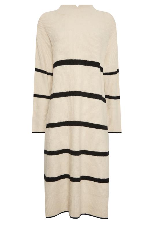 YOURS Curve Cream Wide Stripe Turtle Neck Dress | Yours Clothing 7