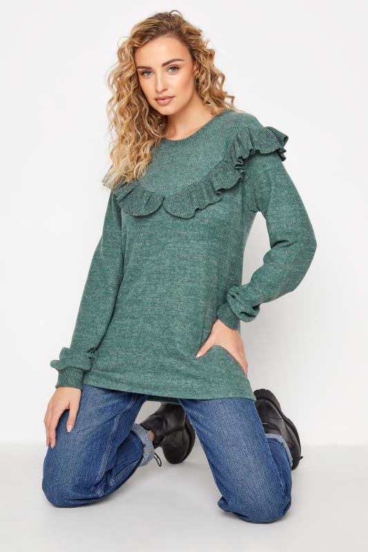 LTS Tall Green Soft Touch Frill Top 1