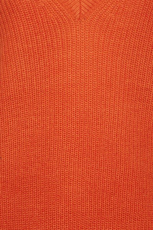 YOURS Plus Size Orange Double V-Neck Jumper | Yours Clothing 5