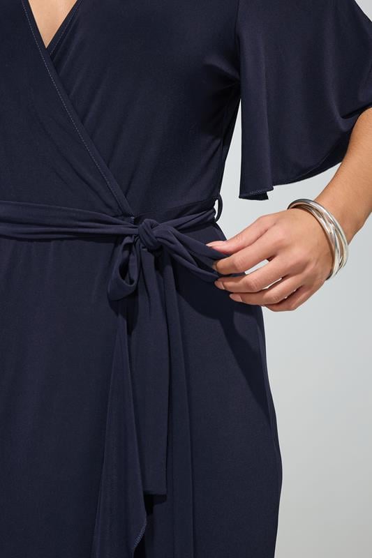 YOURS LONDON Plus Size Navy Blue Wrap Dress | Yours Clothing 4