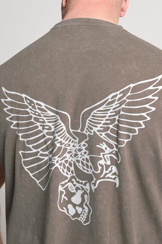 BadRhino Big & Tall Brown Extra Long Acid Wash Falcon Graphic T-Shirt | BadRhino 4