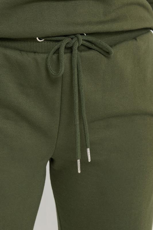 LTS Tall Women's Khaki Green Cotton Pipe Quarter Zip Sweatshirt & Wide Leg Trousers Set 9