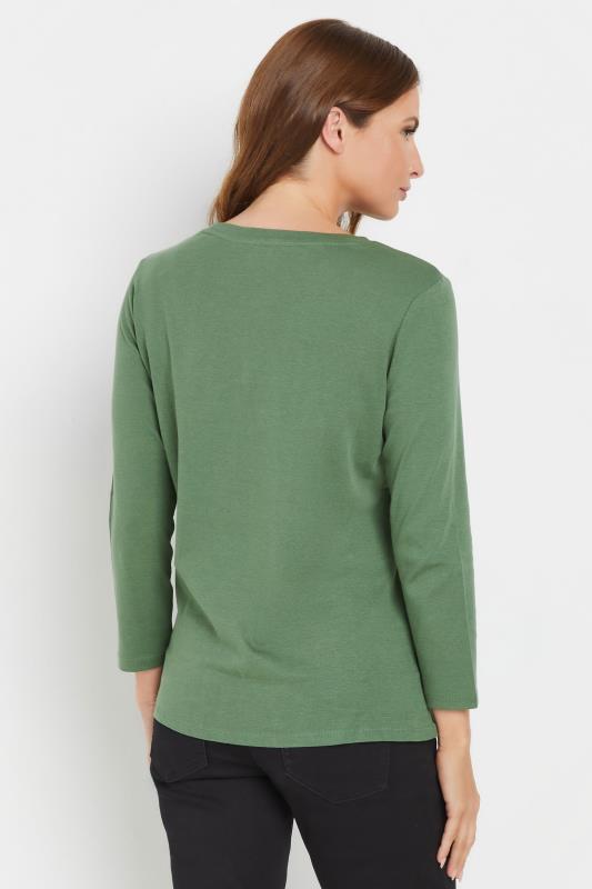 M&Co Green Long Sleeve Cotton Blend Top | M&Co  3