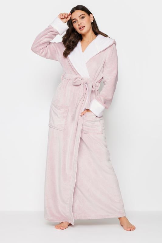  Grande Taille LTS Tall Light Pink Hooded Maxi Dressing Gown