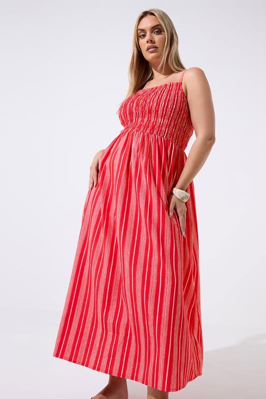 LIMITED COLLECTION Plus Size Red Stripe Maxi Dress | Yours Clothing 1