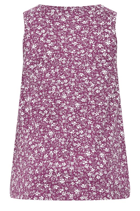 YOURS Plus Size Purple Floral Vest Top | Yours Clothing 2
