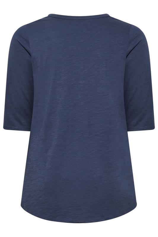 YOURS Curve Plus Size Denim Blue Pintuck Henley T-Shirt | Yours Clothing  7