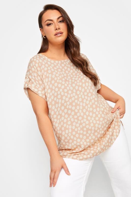 Plus Size  YOURS Curve Pink Polka Dot Top