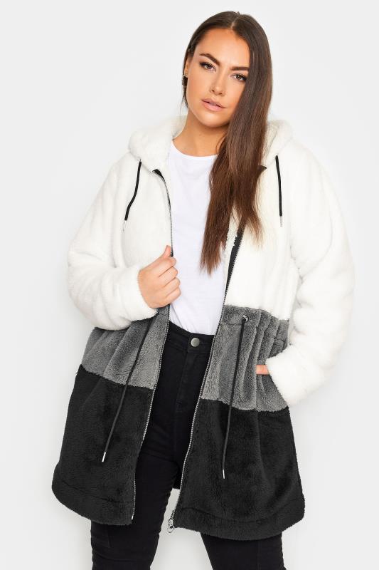 YOURS Plus Size Grey Longline Fleece Zip Hoodie | Yours Clothing 1
