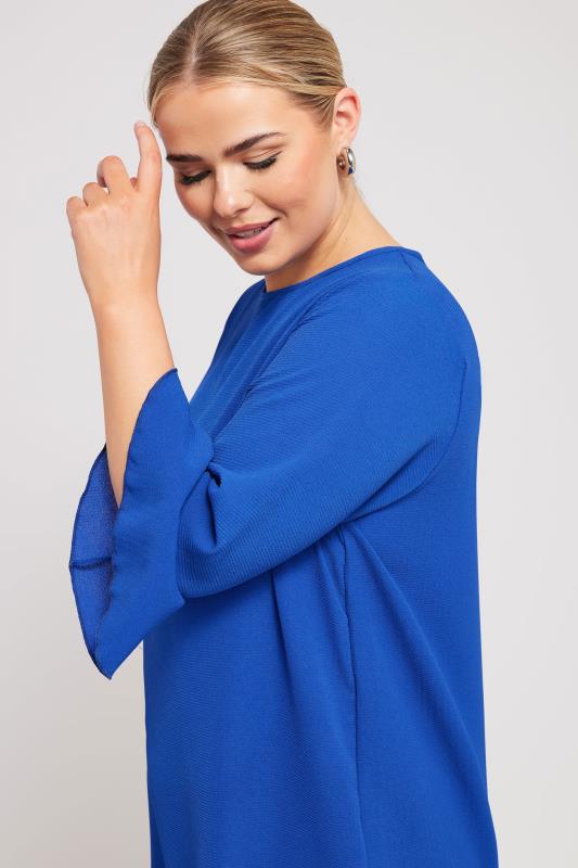 YOURS LONDON Plus Size Blue Flute Sleeve Tunic | Yours Clothing 4