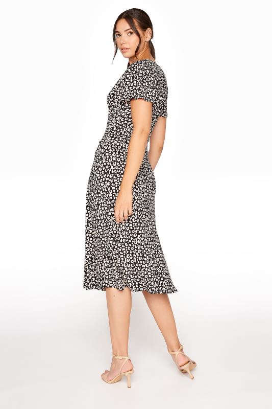 LTS Black Leopard Print Wrap Midi Dress | Long Tall Sally