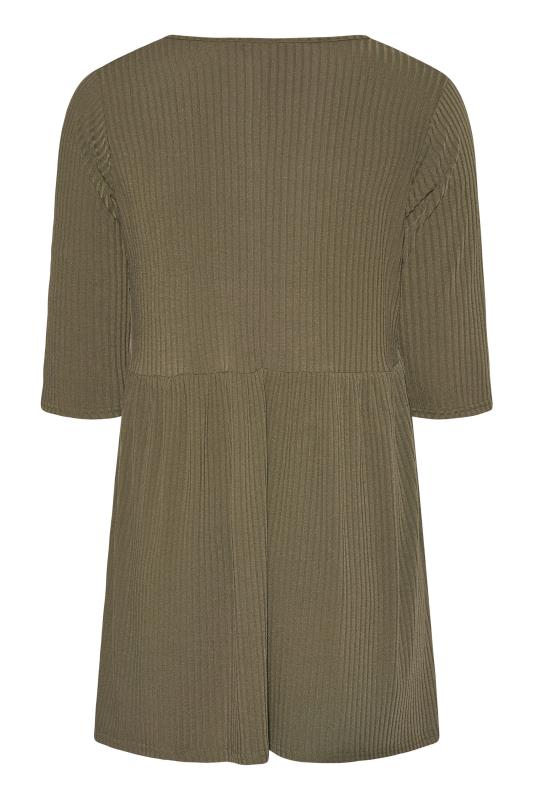 LIMITED COLLECTION Khaki Ribbed Smock Top_BK.jpg
