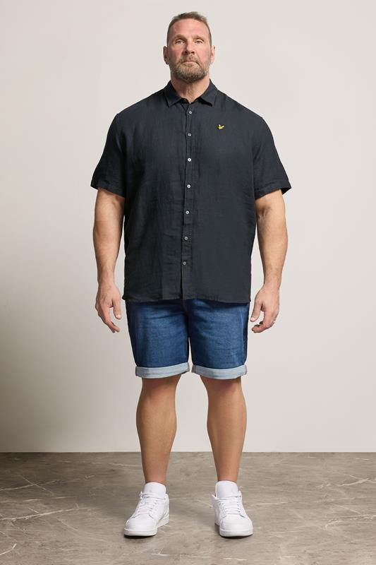 Lyle & Scott Big & Tall Navy Blue Linen Shirt | BadRhino 1