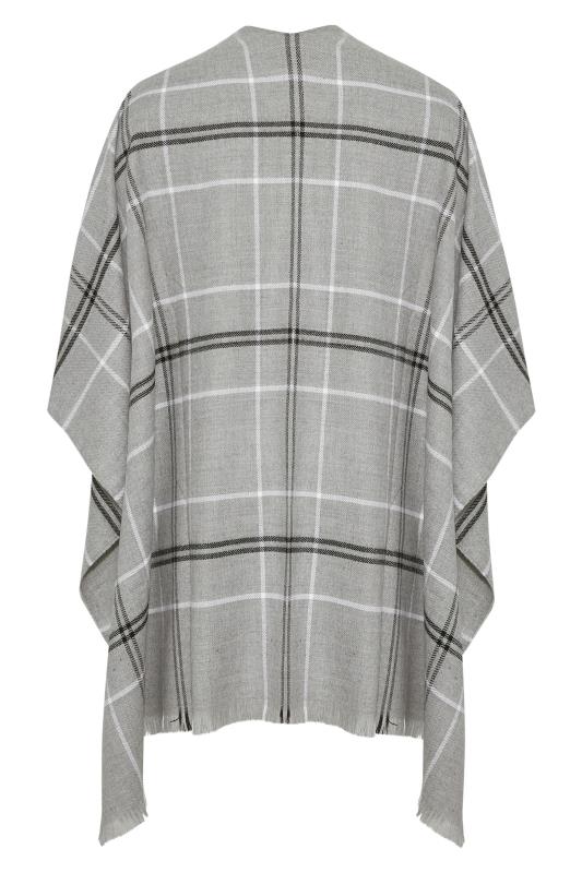 Plus Size Curve Grey Check Knitted Wrap Shawl | Yours Clothing 7
