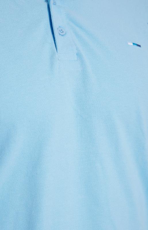 BadRhino Big & Tall Light Blue Contrast Tipped Polo Shirt 4