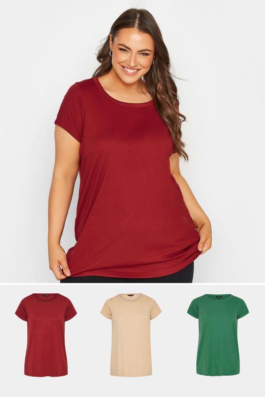 Plus Size  3 PACK Curve Red & Green T-Shirts
