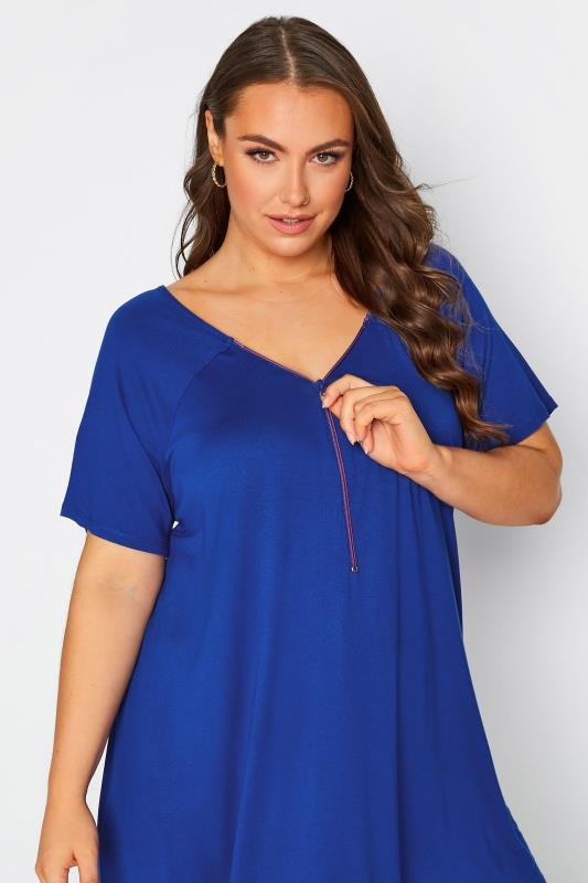 Curve Blue Zip Neck T-Shirt | Yours Clothing 4