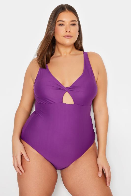 Tall  LTS Tall Purple Twist Cut Out Swimsuit