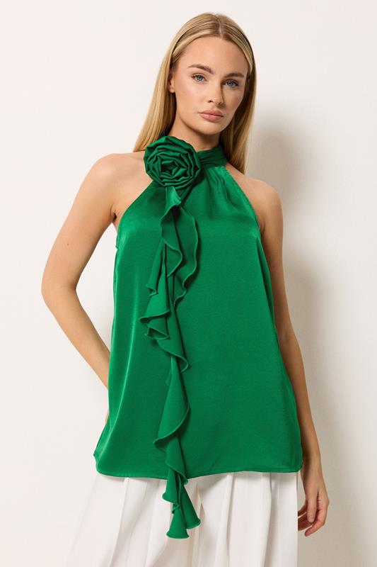  STAR top verde con cuello halter