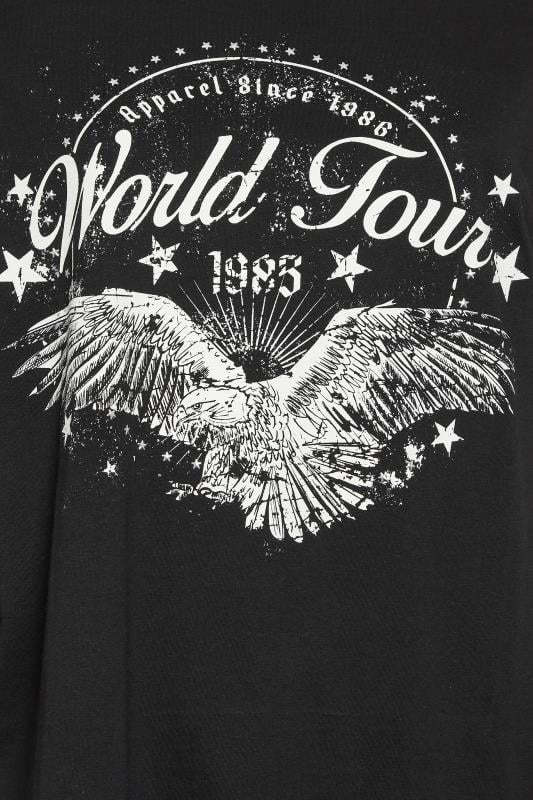 YOURS Plus Size Black 'World Tour' Slogan Print Top | Yours Clothing 5