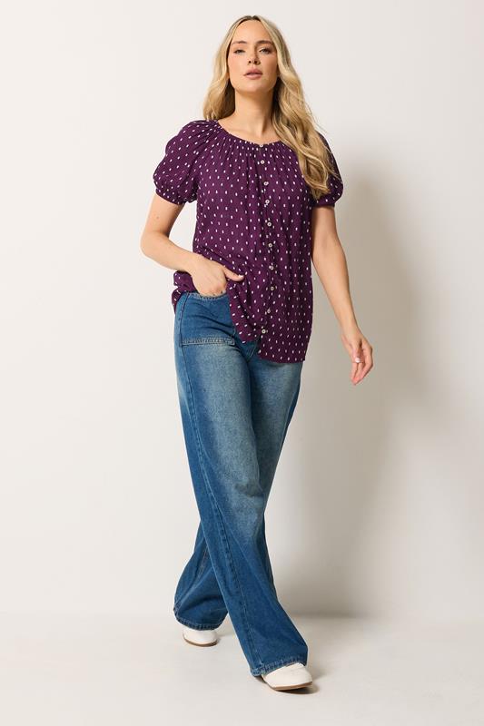 LTS Tall Purple Polka Dot Dobby Top | Long Tall Sally 1