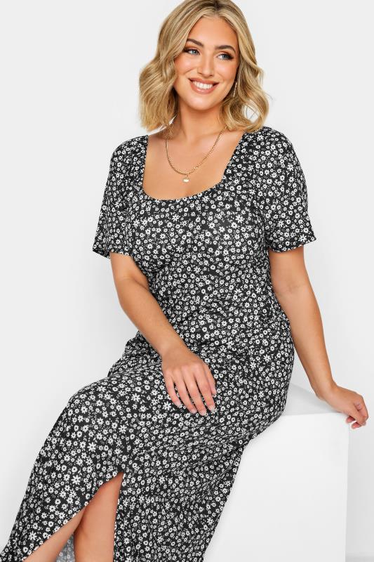 LIMITED COLLECTION Plus Size Black Floral Square Neck Maxi Dress | Yours Clothing 4