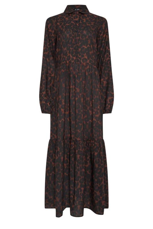 LTS Tall Chocolate Brown Leopard Print Tiered Maxi Dress | Long Tall Sally 6