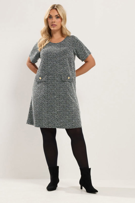 black boucle mini dress Yours Women's Plus Size Size 22-24 Wear yours with the NRE Black Dress With Knee AU Size:14