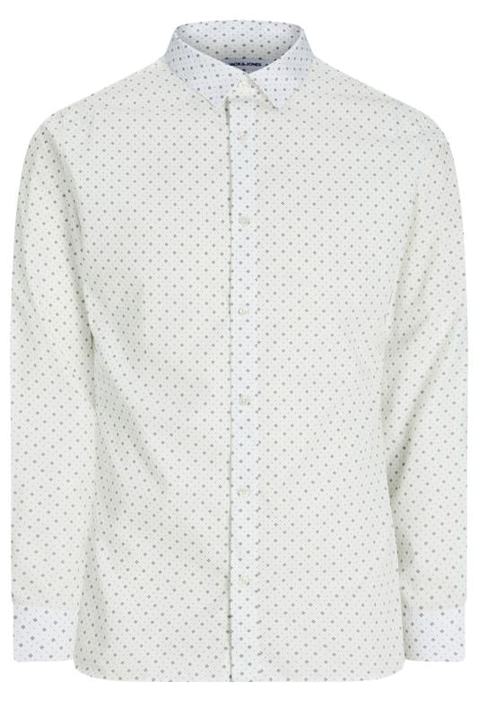 JACK & JONES Big & Tall White Geometric Print Shirt | BadRhino 2